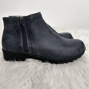 Jsport by Jambu 8 Jenna Weather Ready Blue Ankle BOOTS  Double Zip Memory‎ Foam